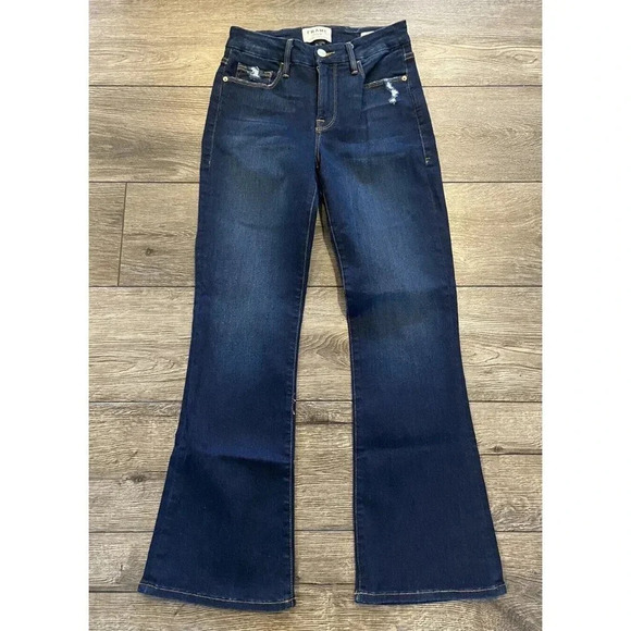 Frame Jeans Le Crop Mini Boot Dark Wash Size 24 - Picture 1 of 4